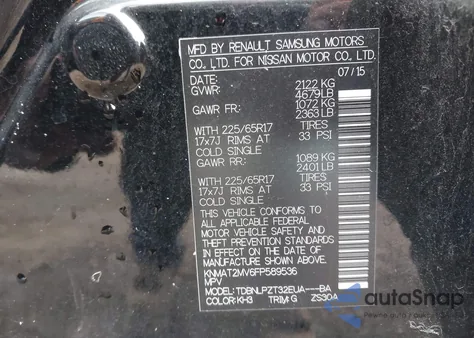 2015 Nissan Rogue S z USA, uszkodzony, nr VIN KNMAT2MV6FP589536